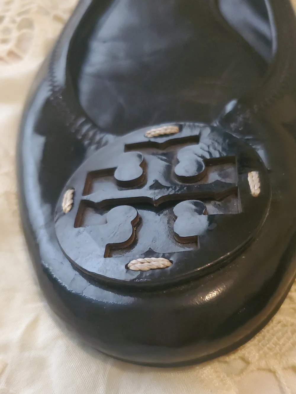 Tory Burch Black Patent Logo Ballet Flats
